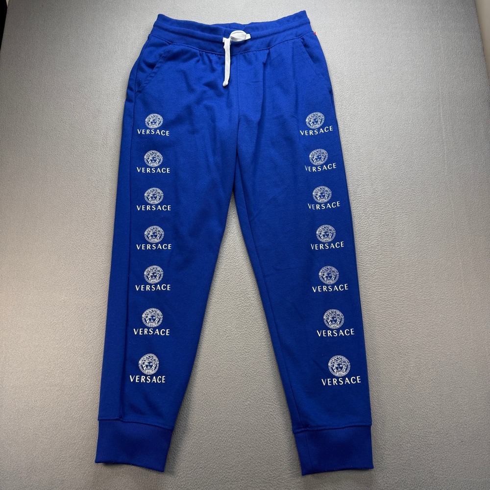 Versace Medusa Logo Sweatpants Mens Large Blue Cotton Blend Joggers Luxury Sport